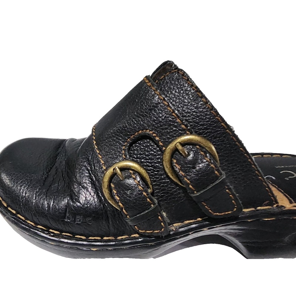 BOC Born Concepts 8 /39 Brown Leather Slip On Mule Clog Double Buckle - Picture 12 of 16
